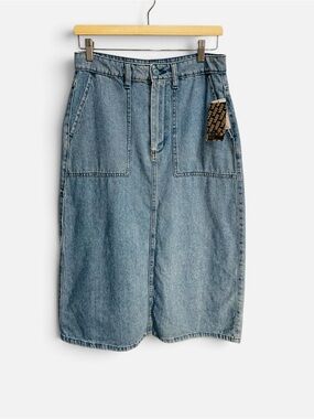Vans Denim Patch-Pocket Midi Skirt - Blue